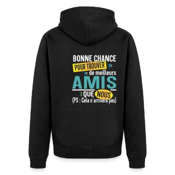 Ami Amie Amitié Cadeau Pote Copain Copine Collègue - Veste à capuche bio Premium Unisexe - noir - Dos - Nico (187cm)