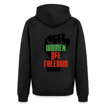 Soutien à la liberté des femmes - Veste à capuche bio Premium Unisexe - noir - Dos - Nico (187cm)