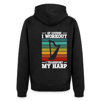 Harfe - Unisex Premium Bio Zip Hoodie - Schwarz - Hinten - Nico (187cm)