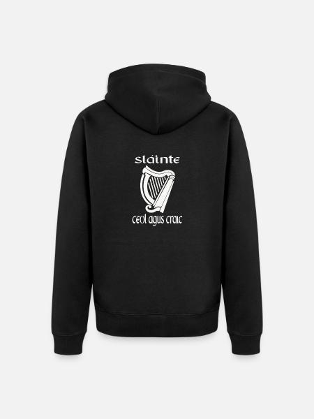 Sláinte Ceol Agus Craic Funny St Patricks Day Eire - Unisex Premium Organic Zip Hoodie - black