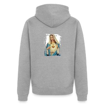 Holly Mary Maria Madonna Mariana Virgin Mary - Unisex Premium Organic Zip Hoodie - heather grey - Back - Nico (187cm)