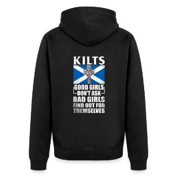 Kilt écossais disant jupe écossaise Écosse - Veste à capuche bio Premium Unisexe - noir - Dos - Nico (187cm)