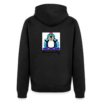 have a nice day pinguin - Unisex Premium Bio Zip Hoodie - Schwarz - Hinten - Nico (187cm)