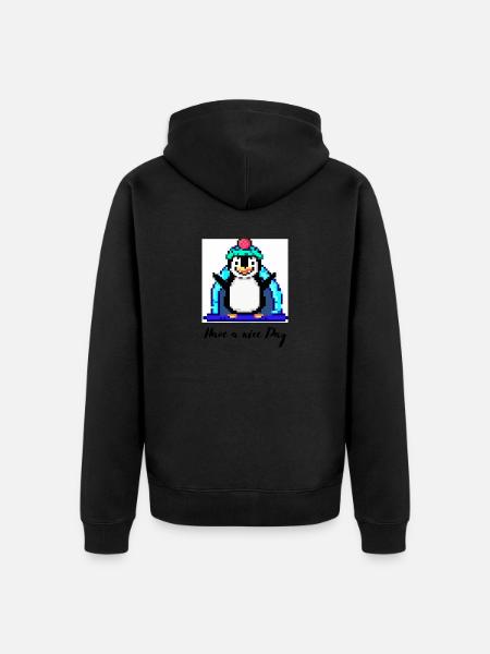 have a nice day penguin - Unisex Premium Organic Zip Hoodie - black