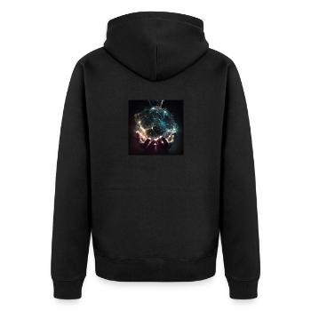 Hands that hold light/energy - Unisex Premium Organic Zip Hoodie - black - Back - Nico (187cm)