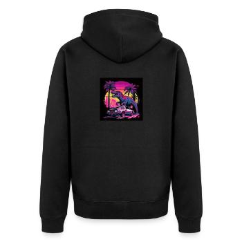 Dinosaurs with neon colors, synthwave / 80s - Unisex Premium Organic Zip Hoodie - black - Back - Nico (187cm)