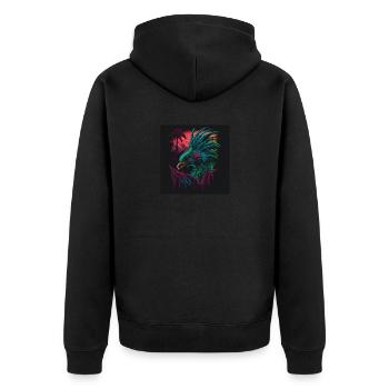 Peacock with neon colors, synthwave / 80s - Unisex Premium Organic Zip Hoodie - black - Back - Nico (187cm)