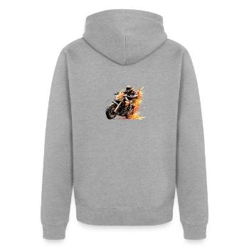 Résumé de compétition de course de moto à vitesse rapide - Veste à capuche bio Premium Unisexe - gris chiné - Dos - Nico (187cm)