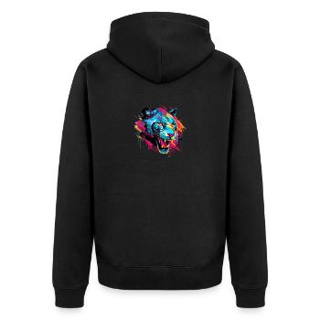 Panther Animal Freedom World Wildlife Abstract - Unisex Premium Organic Zip Hoodie - black - Back - Nico (187cm)