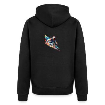 Alpin Ski Sport Game Champion Wettbewerb Zusammenfassung - Unisex Premium Bio Zip Hoodie - Schwarz - Hinten - Nico (187cm)