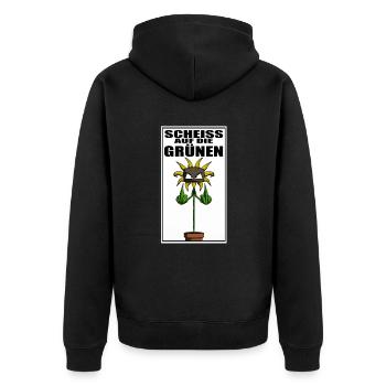 Gegen Grüne Politik Sonnenblume - Unisex Premium Bio Zip Hoodie - Schwarz - Hinten - Nico (187cm)