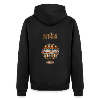 Lustiger Kente-Stoff-Afroamerikaner-Liebhaber - Unisex Premium Bio Zip Hoodie - Schwarz - Hinten - Nico (187cm)