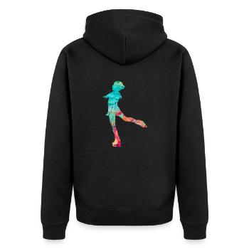 Eiskunstlauf PopArt - Unisex Premium Bio Zip Hoodie - Schwarz - Hinten - Nico (187cm)