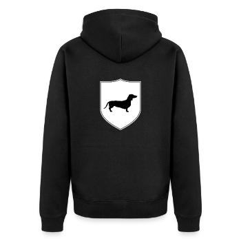 Dachshund Coat of Arms - Unisex Premium Organic Zip Hoodie - black - Back - Nico (187cm)