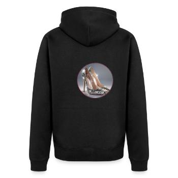 High Heels,Sequins,Silver,Shoes,Glitter,Glamour - Unisex Premium Organic Zip Hoodie - black - Back - Nico (187cm)