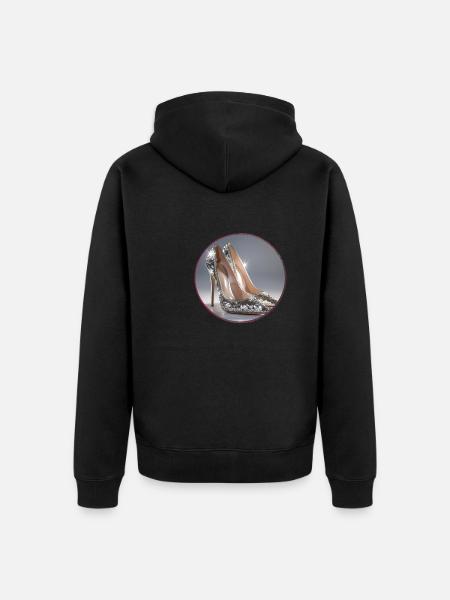 High Heels,Sequins,Silver,Shoes,Glitter,Glamour - Unisex Premium Organic Zip Hoodie - black