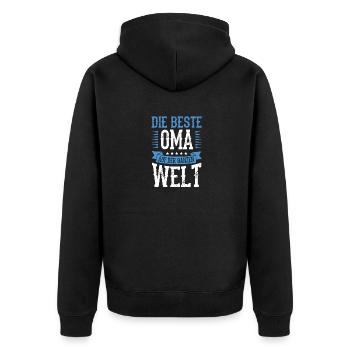 Beste Oma der Welt - Unisex Premium Bio Zip Hoodie - Schwarz - Hinten - Nico (187cm)