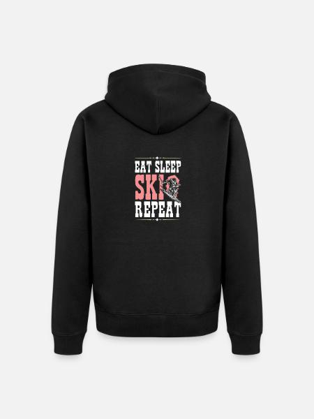 Eat Sleep Ski Repeat - Unisex Premium Organic Zip Hoodie - black