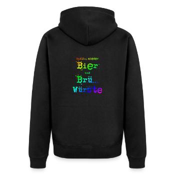 Endlich wieder Bier und Brü.. Würste | Party - Unisex Premium Bio Zip Hoodie - Schwarz - Hinten - Nico (187cm)