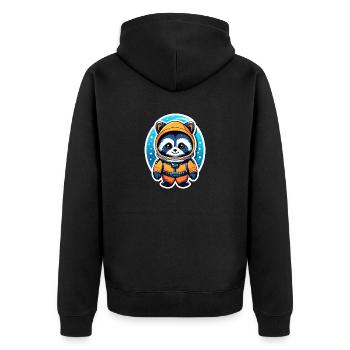 Waschbär Astronaut Illustration - Unisex Premium Bio Zip Hoodie - Schwarz - Hinten - Nico (187cm)