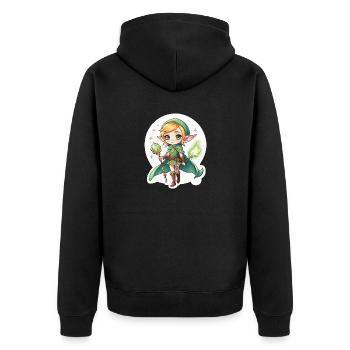 Elf fantasy illustration - Unisex Premium Organic Zip Hoodie - black - Back - Nico (187cm)