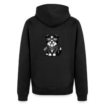 Süßer Hund mit Sonnenbrille - Unisex Premium Bio Zip Hoodie - Schwarz - Hinten - Nico (187cm)