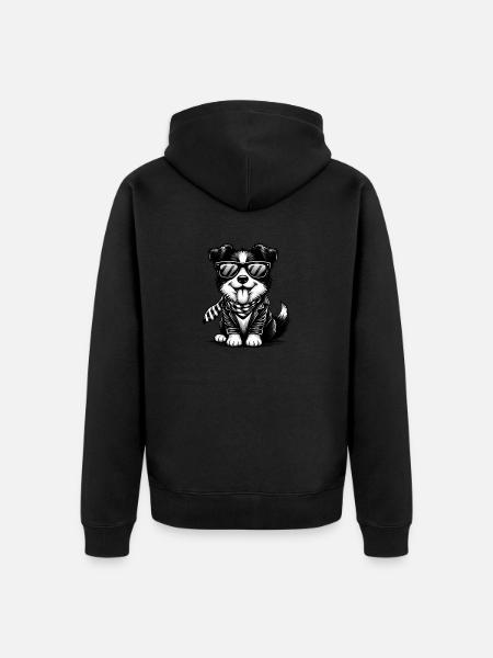 Cute dog with sunglasses - Unisex Premium Organic Zip Hoodie - black