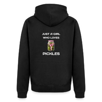 Just A Girl Who Loves Pickles - Pickle Lover - Unisex Premium Bio Zip Hoodie - Schwarz - Hinten - Nico (187cm)