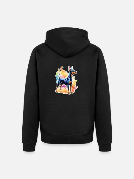 Dobermann Wasserfarben - Unisex Premium Bio Zip Hoodie - Schwarz