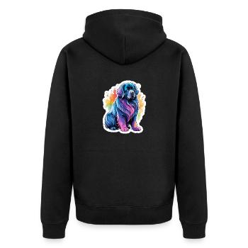 Newfoundland Watercolors - Unisex Premium Organic Zip Hoodie - black - Back - Nico (187cm)