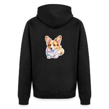 Welsh Corgi Pembroke Aquarelle - Veste à capuche bio Premium Unisexe - noir - Dos - Nico (187cm)