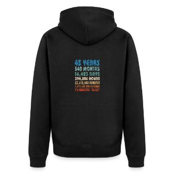Lustiges Geschenk zum 45. Hochzeitstag Verheiratet für - Unisex Premium Bio Zip Hoodie - Schwarz - Hinten - Nico (187cm)