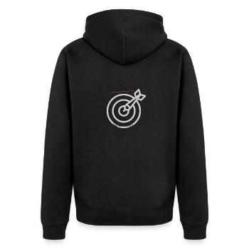 Bullseye Dart 80% Glück - Unisex Premium Bio Zip Hoodie - Schwarz - Hinten - Nico (187cm)