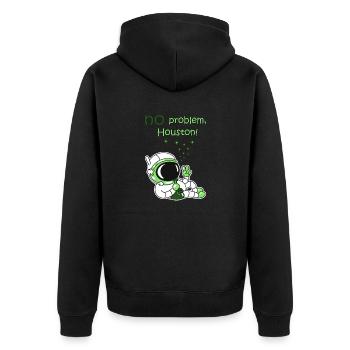 Hanfblatt Hanf Astronaut chillt no problem Houston - Unisex Premium Bio Zip Hoodie - Schwarz - Hinten - Nico (187cm)
