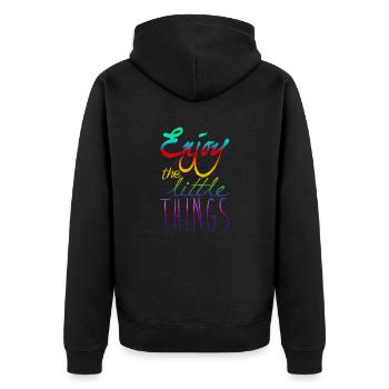 Enjoy The Little Things - Unisex Premium Bio Zip Hoodie - Schwarz - Hinten - Nico (187cm)