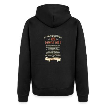 Geburtstags Shirt Träger 45 Jahre alt RAHMENLOS - Unisex Premium Bio Zip Hoodie - Schwarz - Hinten - Nico (187cm)