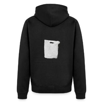 weisse Tüte - Unisex Premium Bio Zip Hoodie - Schwarz - Hinten - Nico (187cm)
