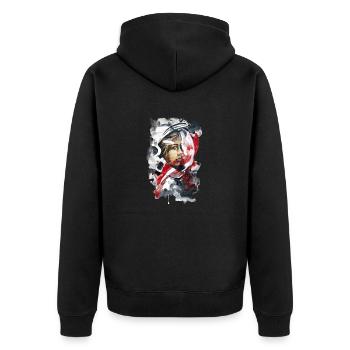 Kosmonaut Portrait Frau by carographic - Unisex Premium Bio Zip Hoodie - Schwarz - Hinten - Nico (187cm)