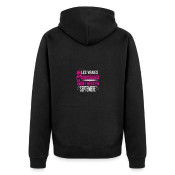 Septembre - Anniversaire - Princess - 2 - Unisex Premium Organic Zip Hoodie - black - Back - Nico (187cm)