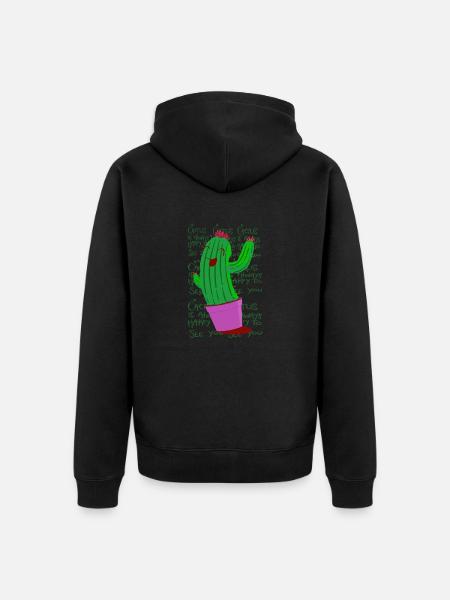 Happy Cactus - Unisex Premium Organic Zip Hoodie - black