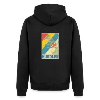 Retro vintage style hurdles hurdler - Unisex Premium Organic Zip Hoodie - black - Back - Nico (187cm)