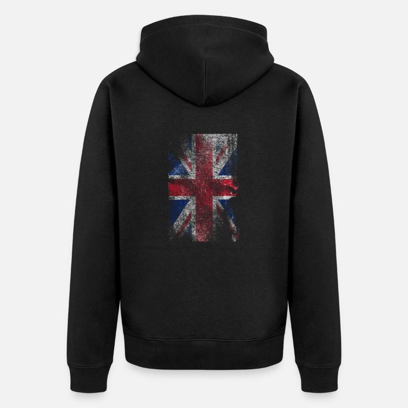 union jack - used look - Unisex Premium Bio Zip Hoodie - Schwarz
