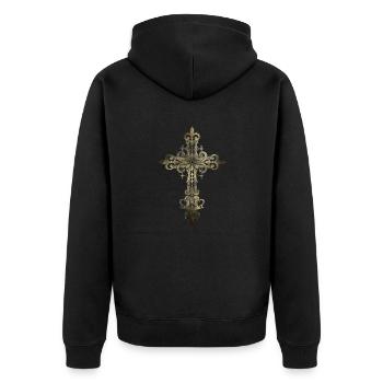 Lily cross - Unisex Premium Organic Zip Hoodie - black - Back - Nico (187cm)
