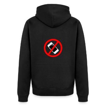 No Smartphone - Unisex Premium Organic Zip Hoodie - black - Back - Nico (187cm)