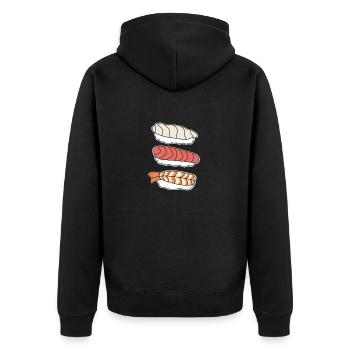Sushi - Unisex Premium Bio Zip Hoodie - Schwarz - Hinten - Nico (187cm)