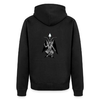 baphomet - Unisex Premium Bio Zip Hoodie - Schwarz - Hinten - Nico (187cm)