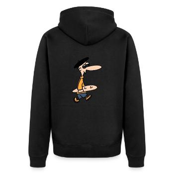 Franzose kauft Baguette - Unisex Premium Bio Zip Hoodie - Schwarz - Hinten - Nico (187cm)