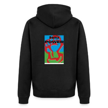 Roma Power RomaLivesMatière - Veste à capuche bio Premium Unisexe - noir - Dos - Nico (187cm)