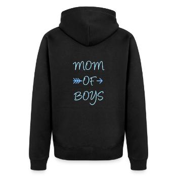 mom of boys super cute gift for mothers - Unisex Premium Organic Zip Hoodie - black - Back - Nico (187cm)