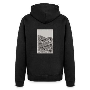 Wellen als Skizze - Unisex Premium Bio Zip Hoodie - Schwarz - Hinten - Nico (187cm)